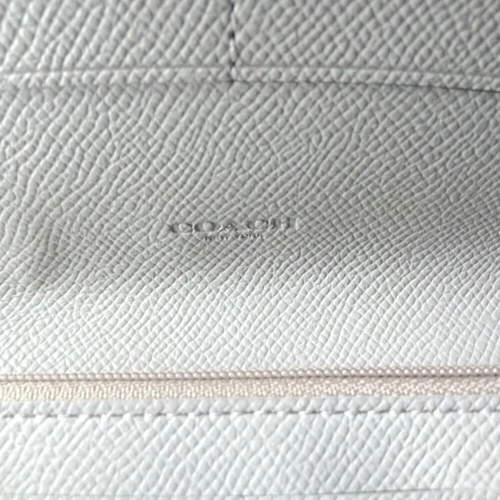 Coach Slim Trifold Wallet Taupe Brown/Gray Refined Pebble Leather
